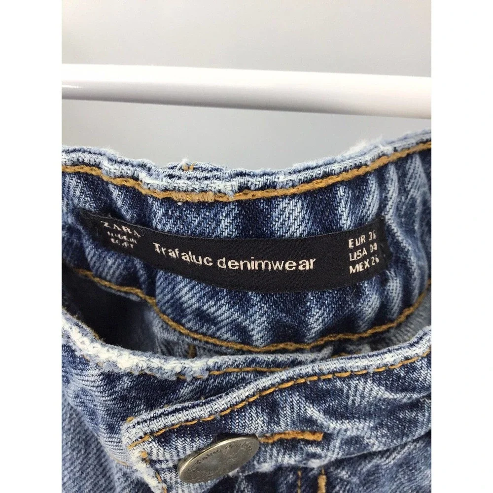 Zara Womens Size 4 Blue Denim Jean Cut Off Shorts Distressed - Picture 13 of 15